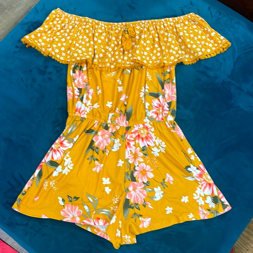 Flirty Floral Marigold Romper - Large